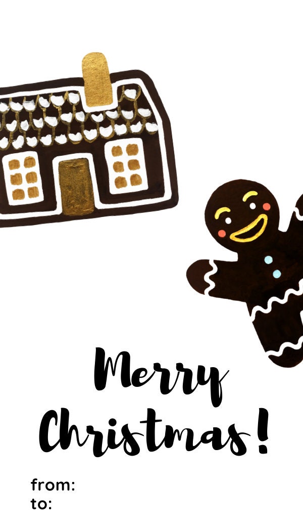 Brown Christmas Tag Design, Cookieman Tag, Christmas/Holiday/Thanksgiving, Printable/Digital tags, Christmas Gift Tag