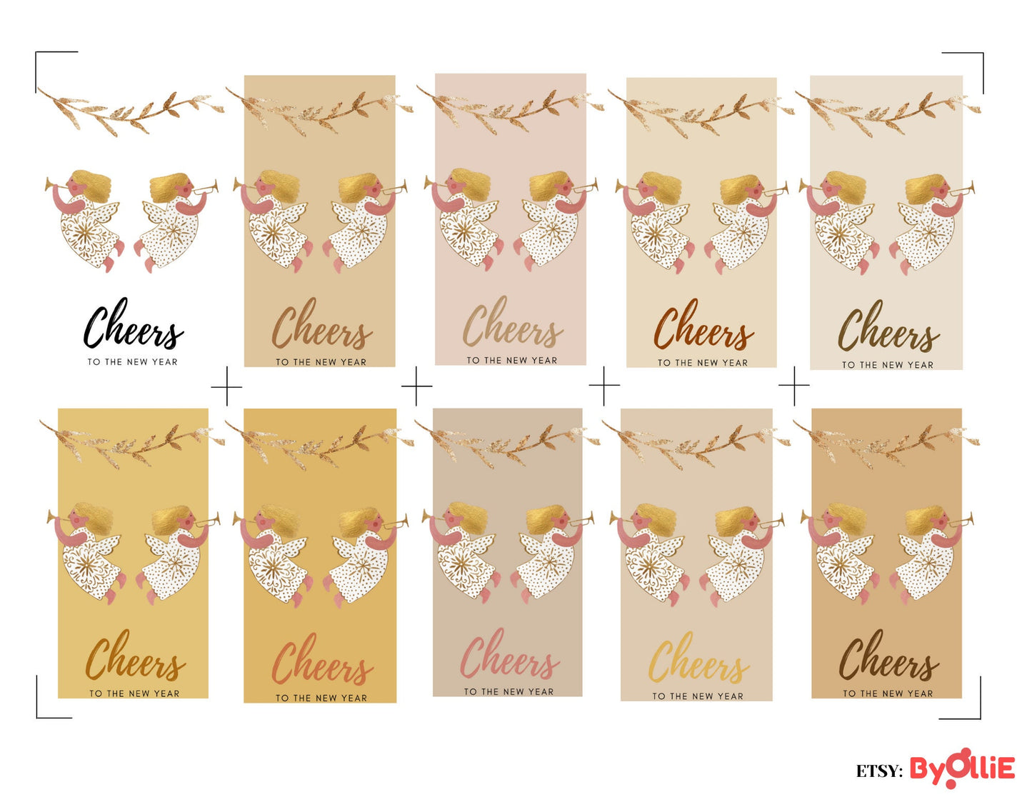 Wine Tags for New Years Gift, Thanksgiving, Christmas, Holiday, Wine Tags/Label. Cheers Design Gift Tags, Golden Souvenir Tags, Golden Party