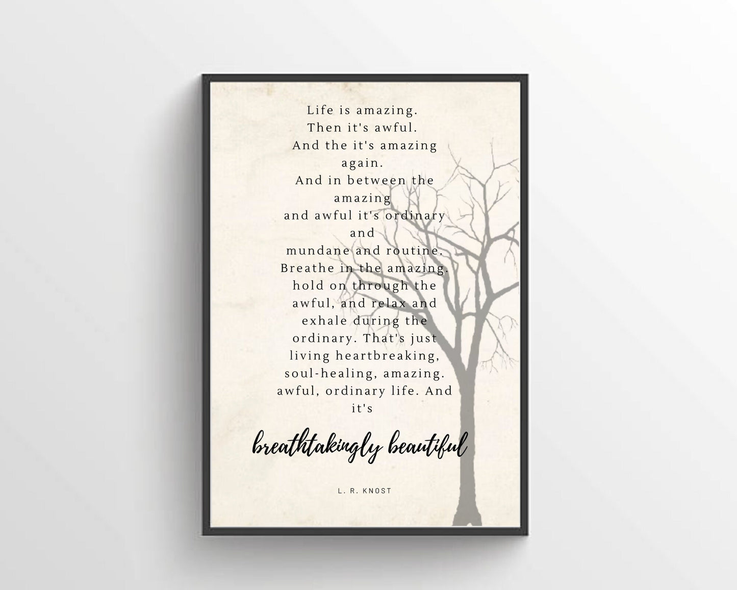 2 Pieces Inspirational Wall art | LR Knost Quote | Elisabeth KŸbler-Ross | Tree Branch Silhouette | Forest Silhouette | House Warming Gifts