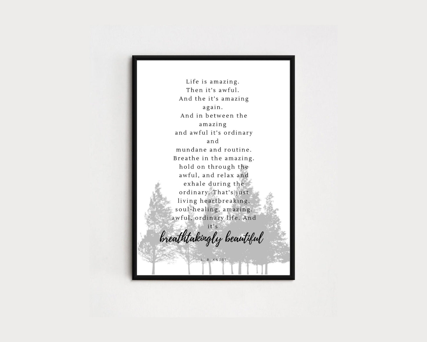 2 Pieces Digital Wall art | LR Knost Quote | Elisabeth KŸbler-Ross | Tress/Forest Branch Silouette Design | Living Room Sign