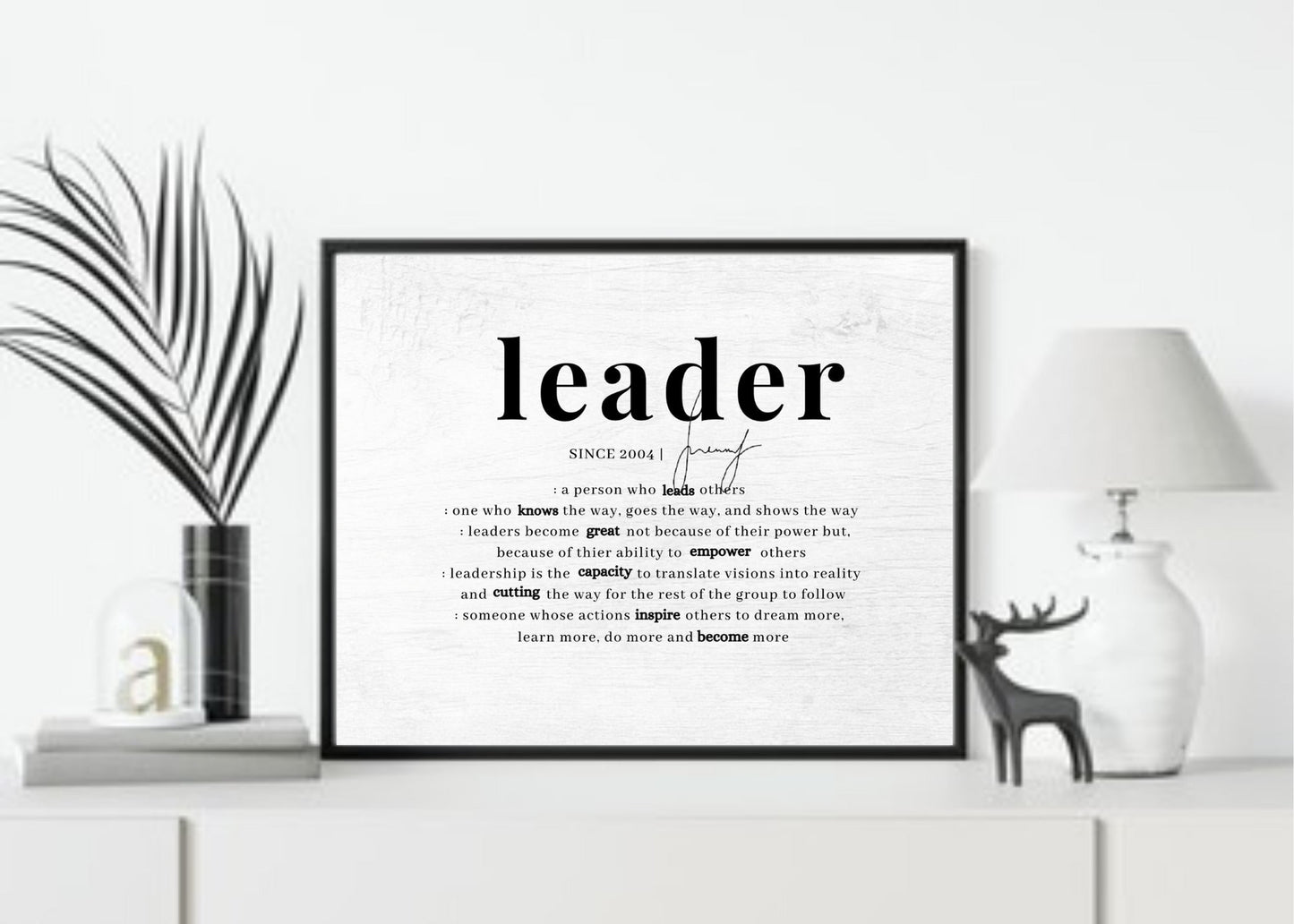 LEADER, Inspirational Gift, Leader Gift, Message Name Sign for Leader, Retirement Gift, Co-worker Gift, Remembrance Gift, Boss Gift