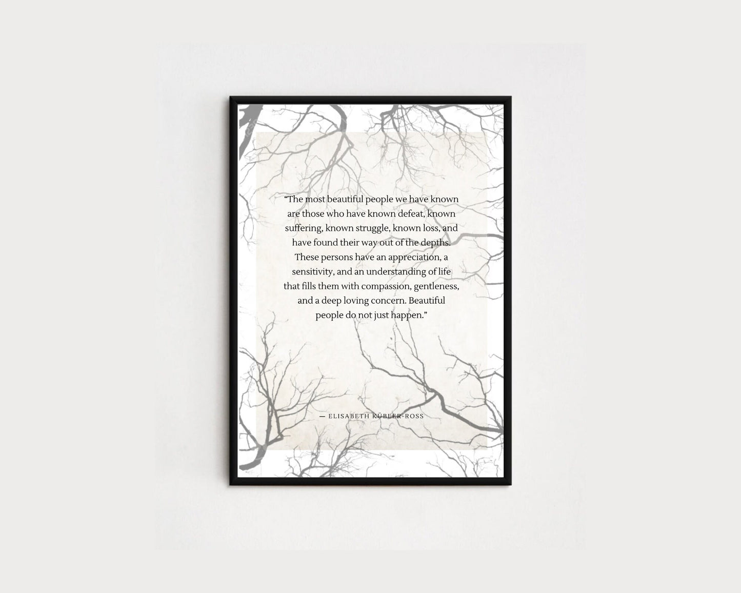 2 Pieces Inspirational Wall Art | LR Knost Quote | Elisabeth KŸbler-Ross | Line Drawing Female Design | Tree Branches | Living Room Sign