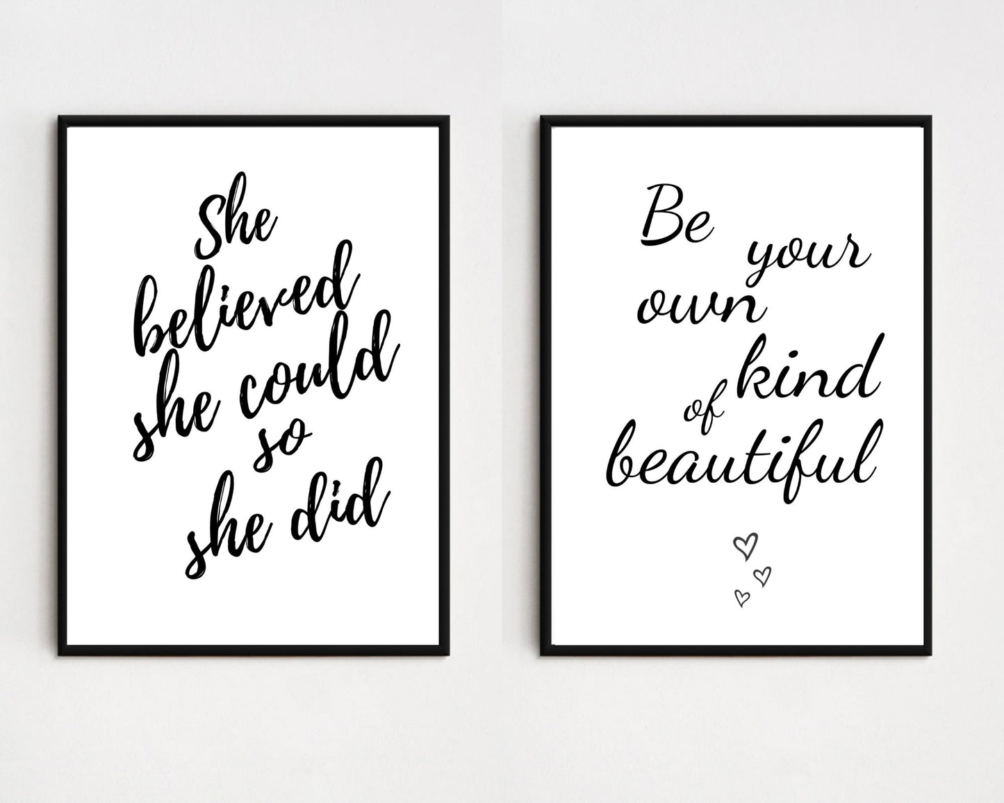 2 Pieces Inspirational Wall art, Be Your Own Kind Of Beautiful & She Believed She Could So She Did, Encouragement Gift