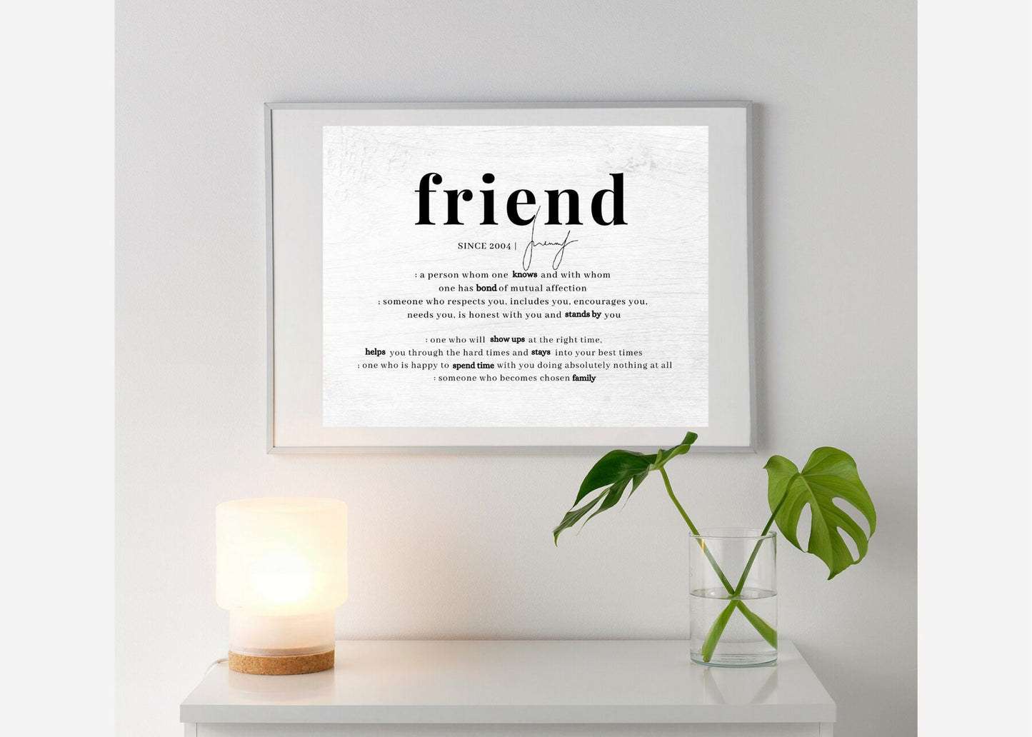 FRIEND, Inspirational Gift, friend gift, Bestfriend, Message Name Sign for Friend, Remembrance Gift for Close Friend, Best Friend