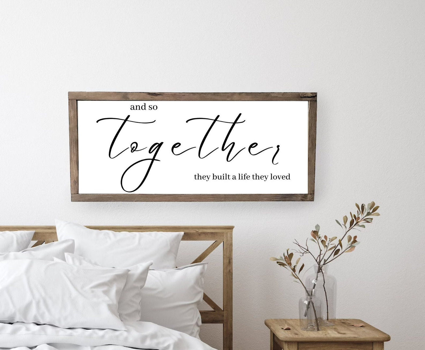 master bedroom sign | and so together they built a life they loved | master bedroom decor | wall decor | bedroom wall art | wood framed sign