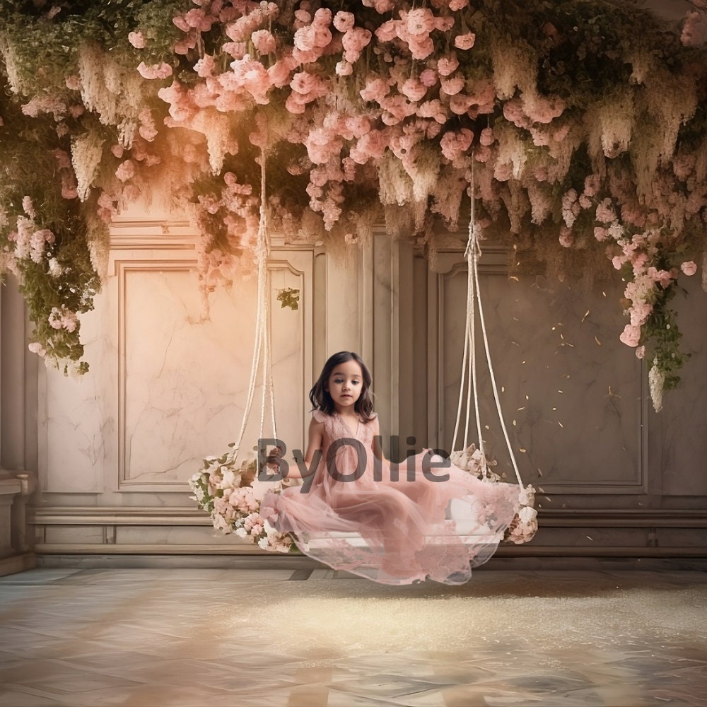 HD Spring Flower Floral Swing, Boho Style, Fine art textures, Girls Teens Babies Baby, digital backdrops textures, Studio Backdrops Overlays