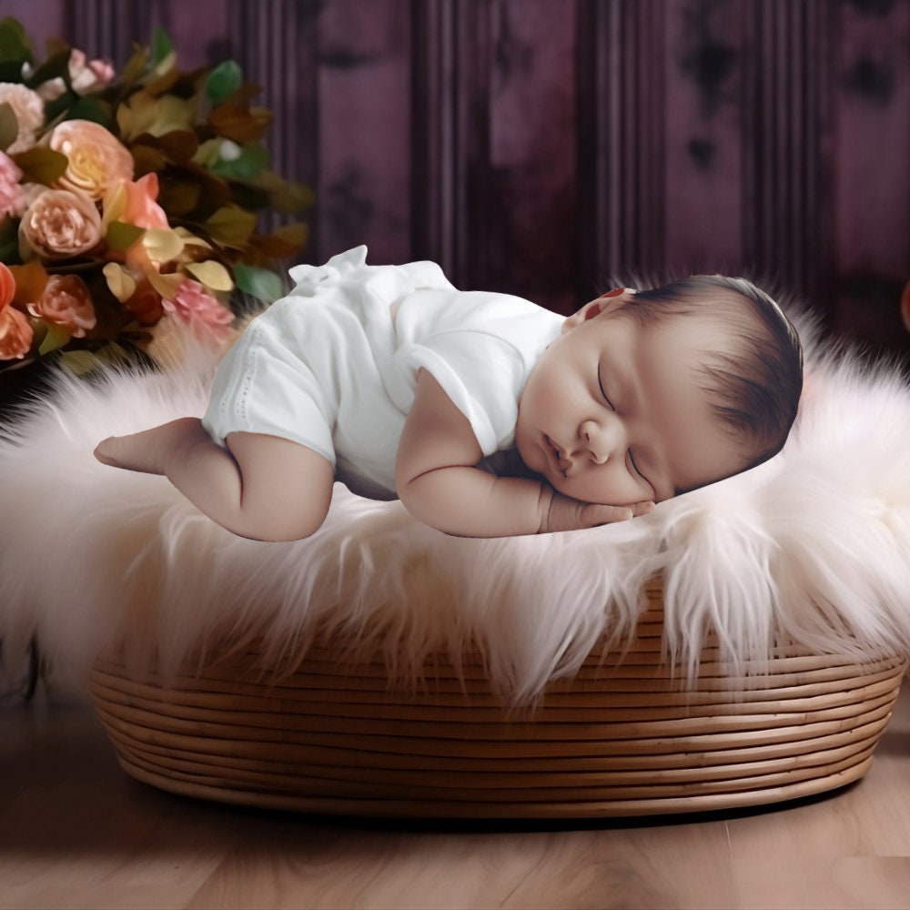 Flower Basket Backdrop, Newborn Flower Basket Backdrop, Newborn Digital Backdrop, Baby Digital Background, Newborn Photography Backdrop