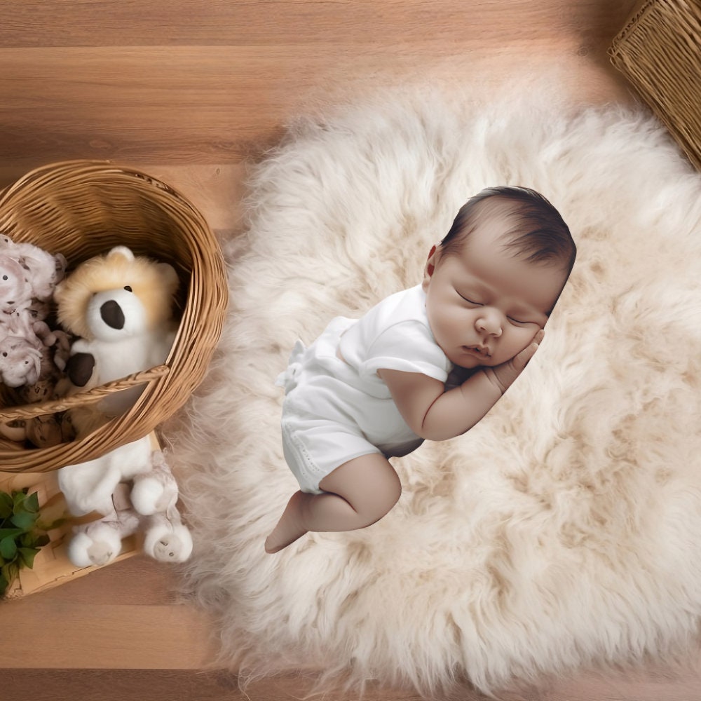 Photography Studio Backdrops Newborn Digital Backdrops Baby Boy Girl with Fur and Teddy Bear Composite Background Sale