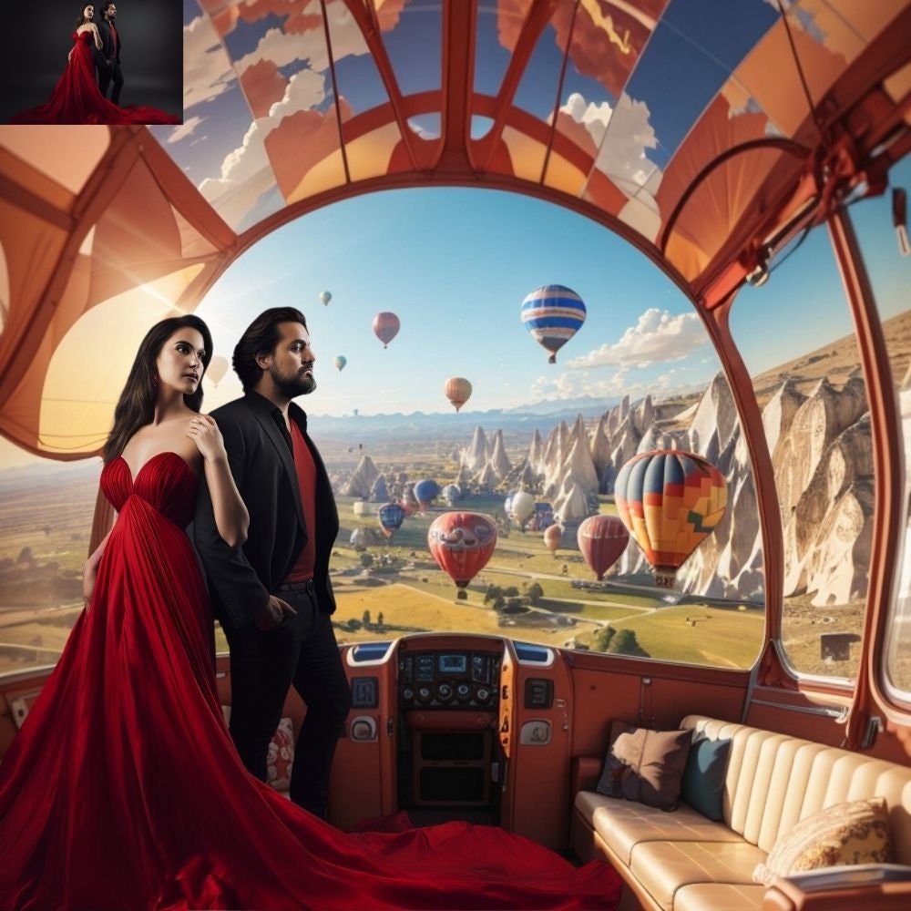 Family Travel Dream Hot air Balloon Cappadocia Turkey Trip Asian Wedding Photography Digital image Scenery Backdrops Backgrounds Overlays