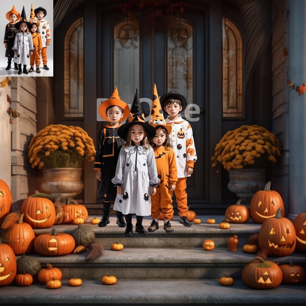 9 Halloween Haunted Creepy Scary Rooms Gothic Spooky Trick or Treat Studio CG Castle Digital Backdrops Pumpkin Backgrounds Photo Overlays