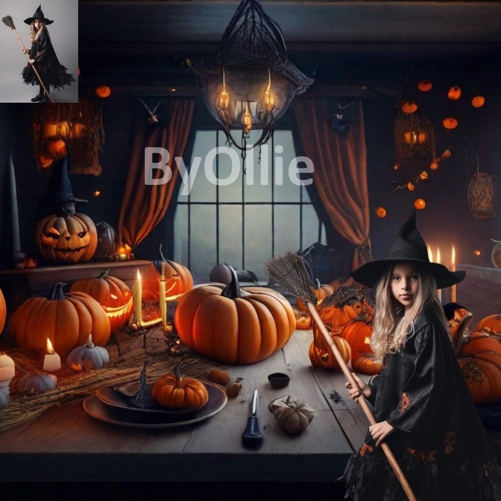 9 Halloween Haunted Creepy Scary Rooms Gothic Spooky Trick or Treat Studio CG Castle Digital Backdrops Pumpkin Backgrounds Photo Overlays