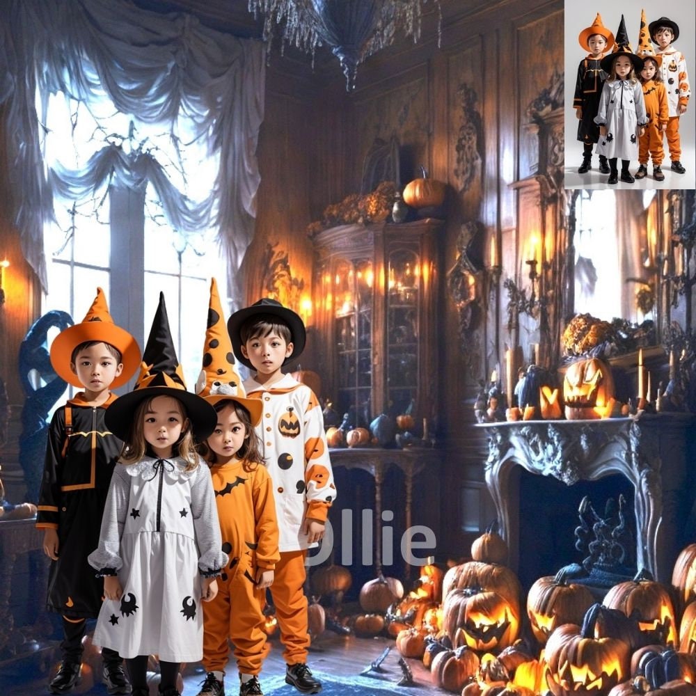 12 Halloween Haunted Creepy Scary Rooms Gothic Spooky Trick or Treat Studio CG Castle Digital Backdrops Pumpkin Backgrounds Photo Overlays