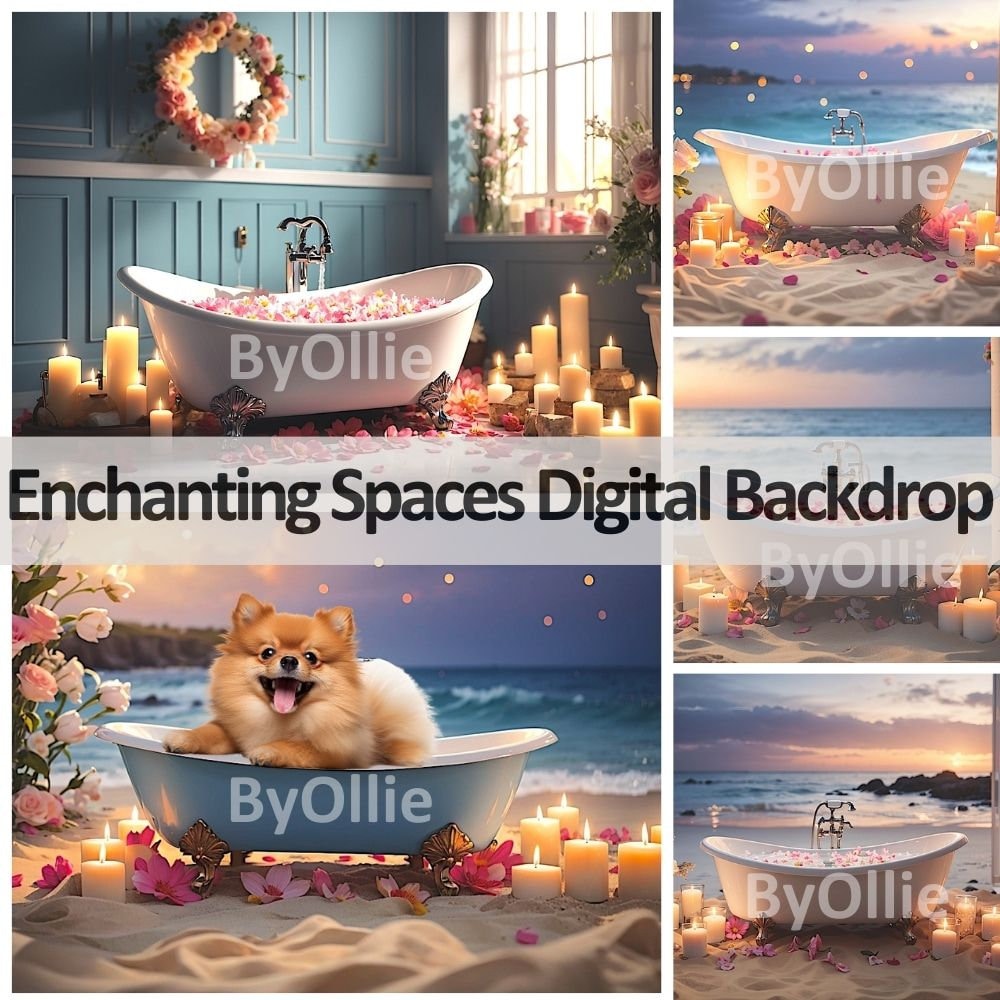 pet photography,
dog portrait,
bathtub sky star,
digital background,
virtual studio,
sandy beach backdrop,
candles seashore,
elegant luxury photo,
getaway romantic,
photoshoot vacation,
destination spot,
overlays candle,
flowers sunset