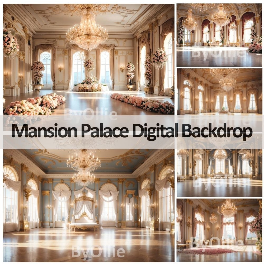 16 Digital Mansion Green screen backdrop Fondo Digital Huge Wedding backdrop Birthday Digital Background