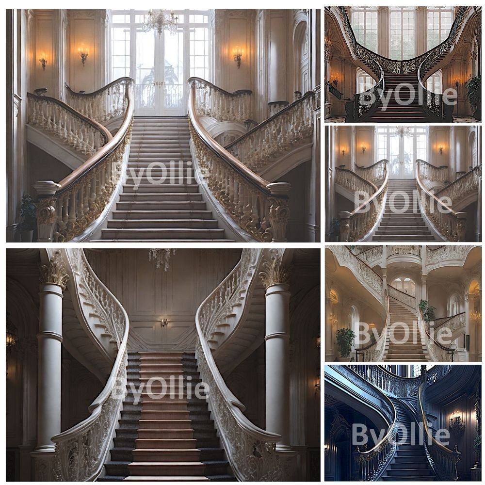 16 Luxe Luxury Ballroom Mansion Royal Castle Grand Stairs Wedding Maternity Digital Backgrounds Majestic Staircase Texture Photograph Studio