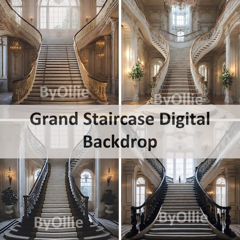 16 Luxe Luxury Ballroom Mansion Royal Castle Grand Stairs Wedding Maternity Digital Backgrounds Majestic Staircase Texture Photograph Studio