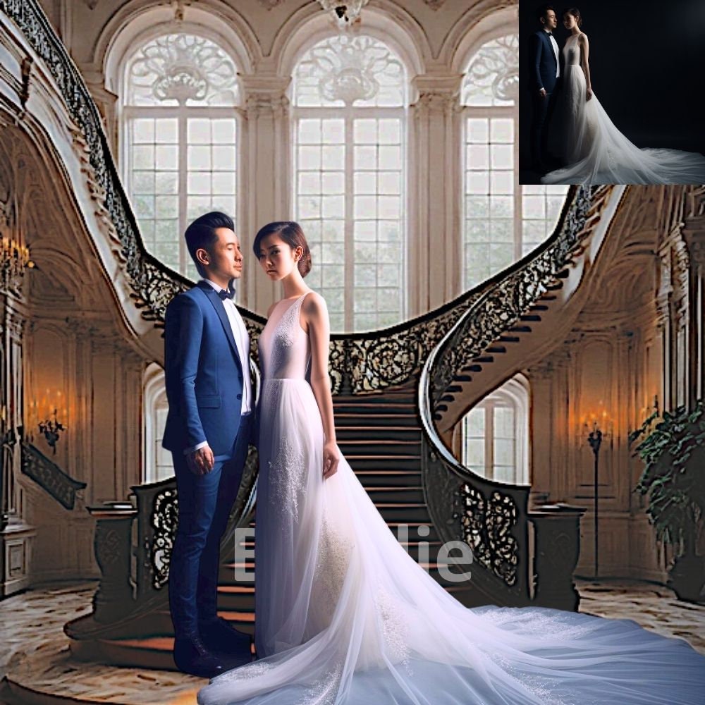 16 Luxe Luxury Ballroom Mansion Royal Castle Grand Stairs Wedding Maternity Digital Backgrounds Majestic Staircase Texture Photograph Studio