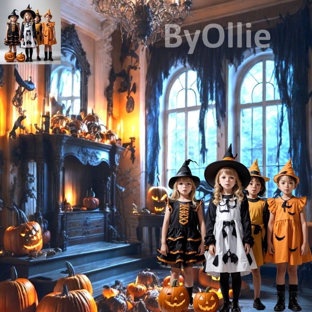 12 Halloween Haunted Creepy Scary Rooms Gothic Spooky Trick or Treat Studio CG Castle Digital Backdrops Pumpkin Backgrounds Photo Overlays