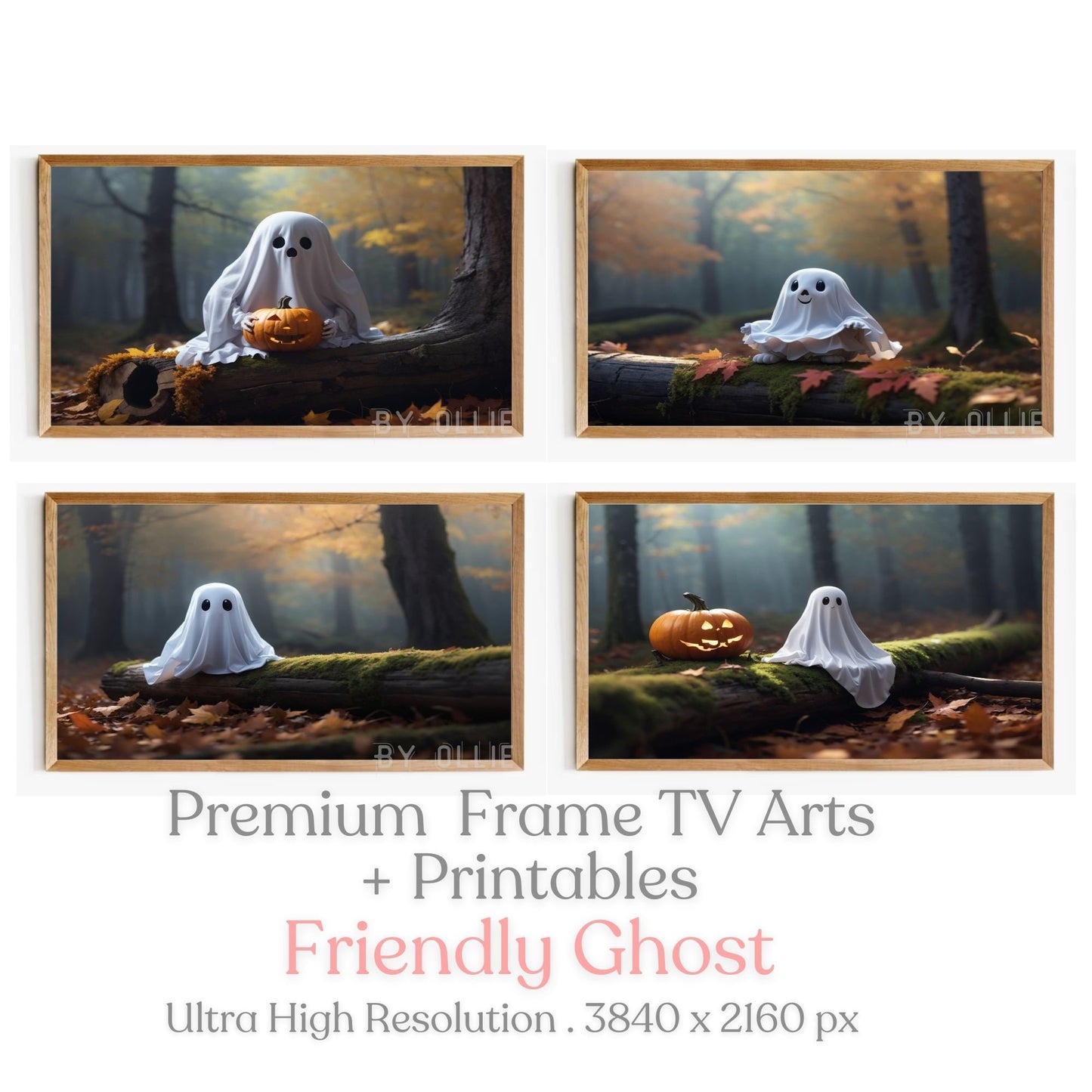 Halloween Samsung Frame TV Art Wildflower Field TV Ghost Vintage Fall landscape Halloween Frame TV art Autumn spooky painting art TV78