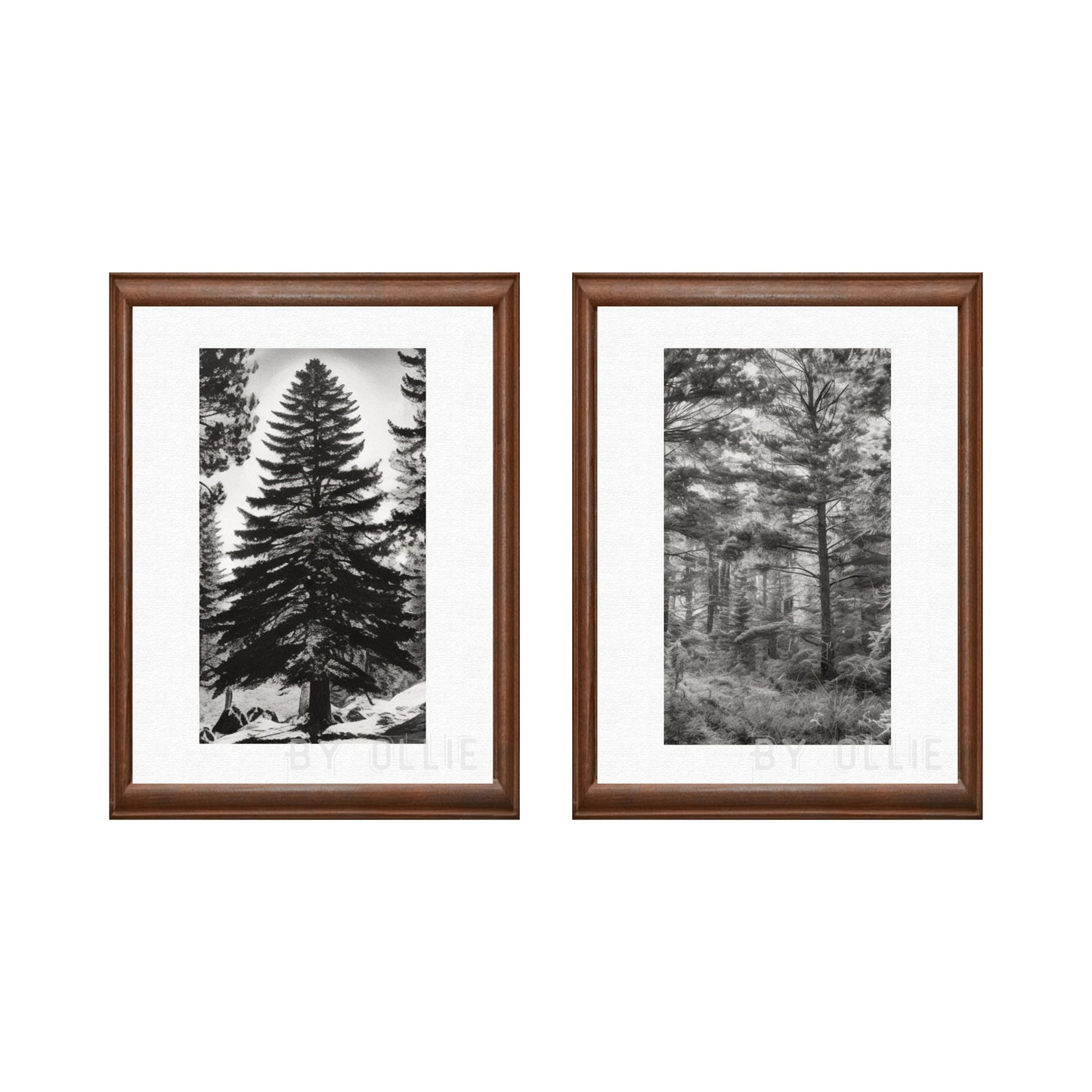 Vintage Gallery Wall Print Set of 4 | Tree Sketches Etching Print | Digital PRINTABLE | Digital Sketch Wall Art