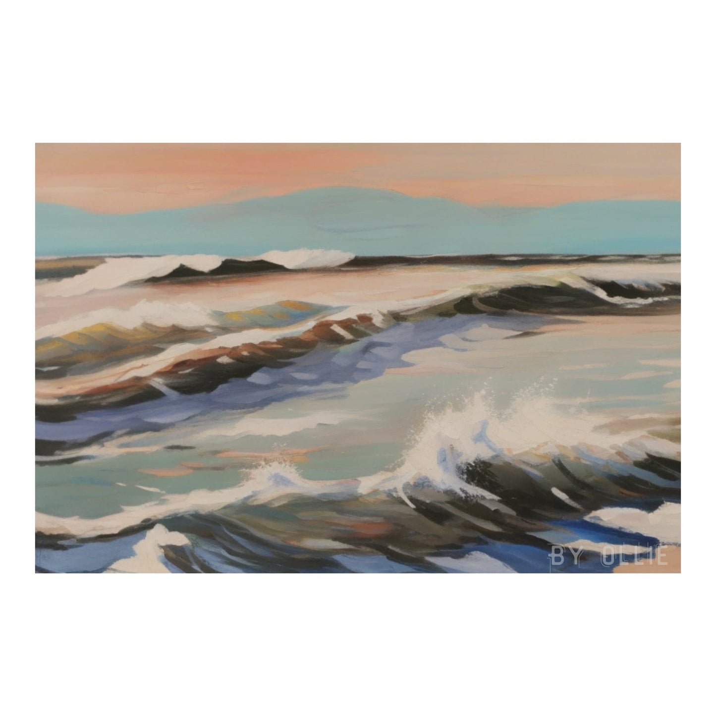 Minimalist Vintage Coastal Rustic Painting Art DIGITAL Painting | Sky Waves Painting | Oil Painting | Ocean Painting Beach Digital Wall Art