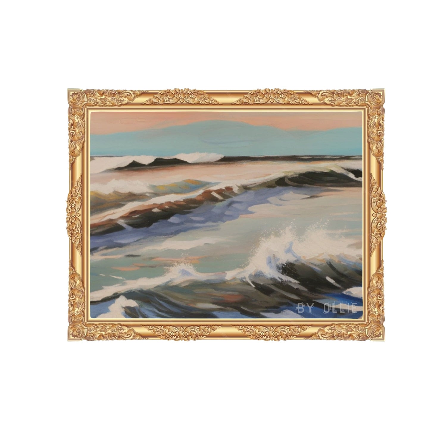 Minimalist Vintage Coastal Rustic Painting Art DIGITAL Painting | Sky Waves Painting | Oil Painting | Ocean Painting Beach Digital Wall Art