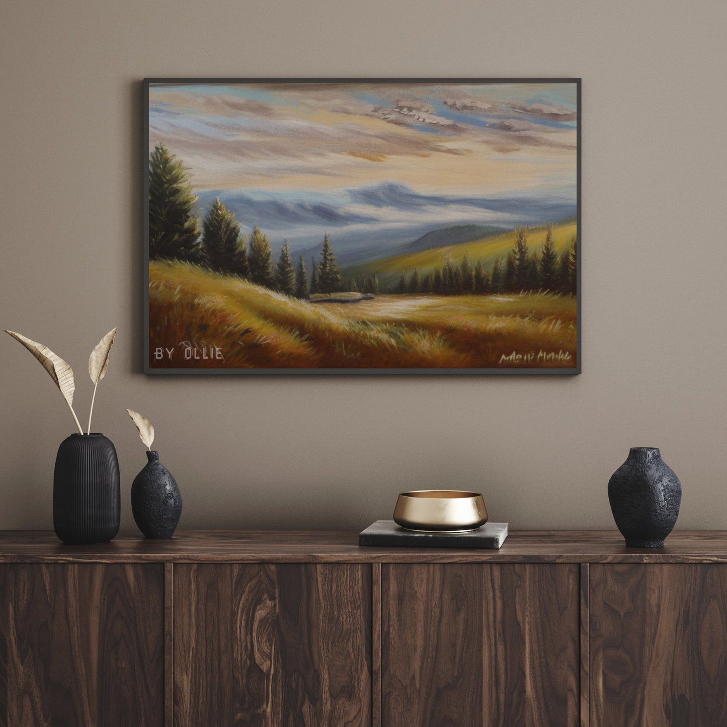 Rustic Mountain Oil Painting | Vintage Landscape Digital Print | Downloadable PRINTABLE | Digital Art | Digital Painting for office