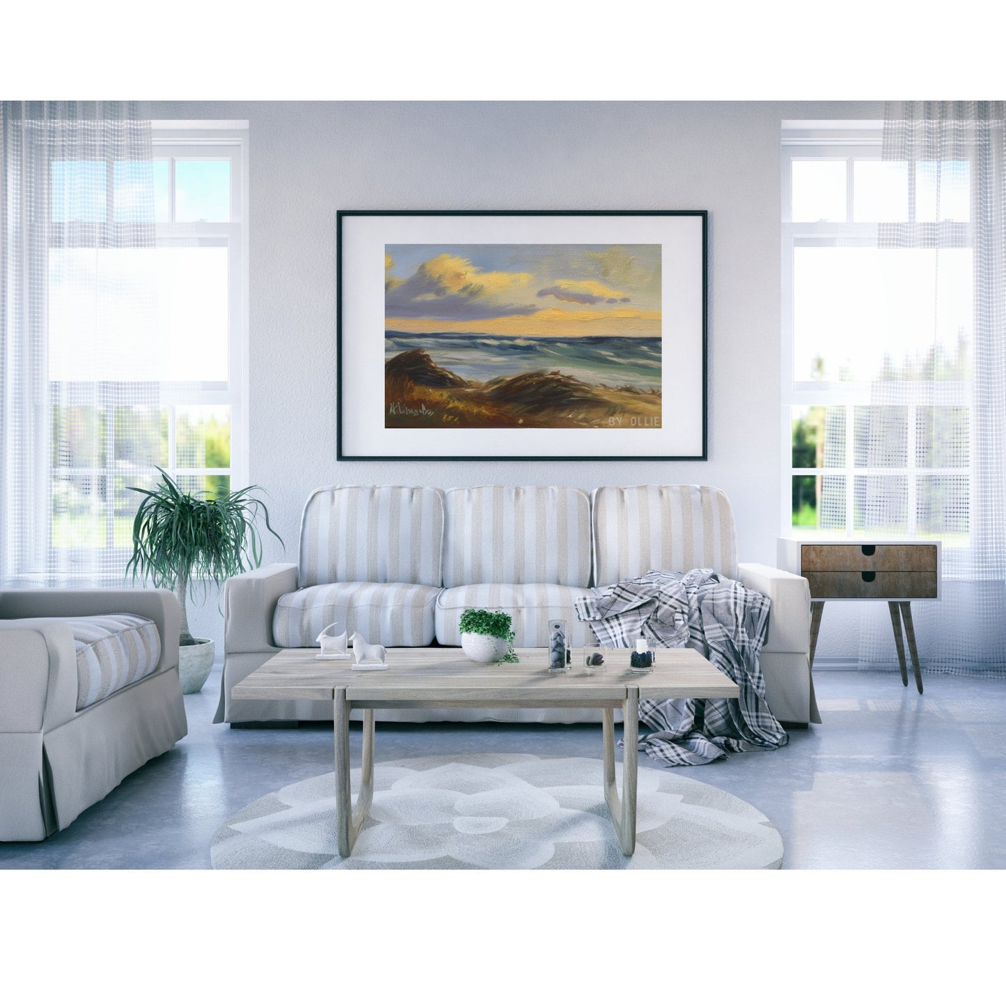 Vintage Coastal Landscapes | Seaside Oil Painting| Cloudy Wall Decor | Ocean Wave Art Painting | Digital Downloadable Painting for foyer