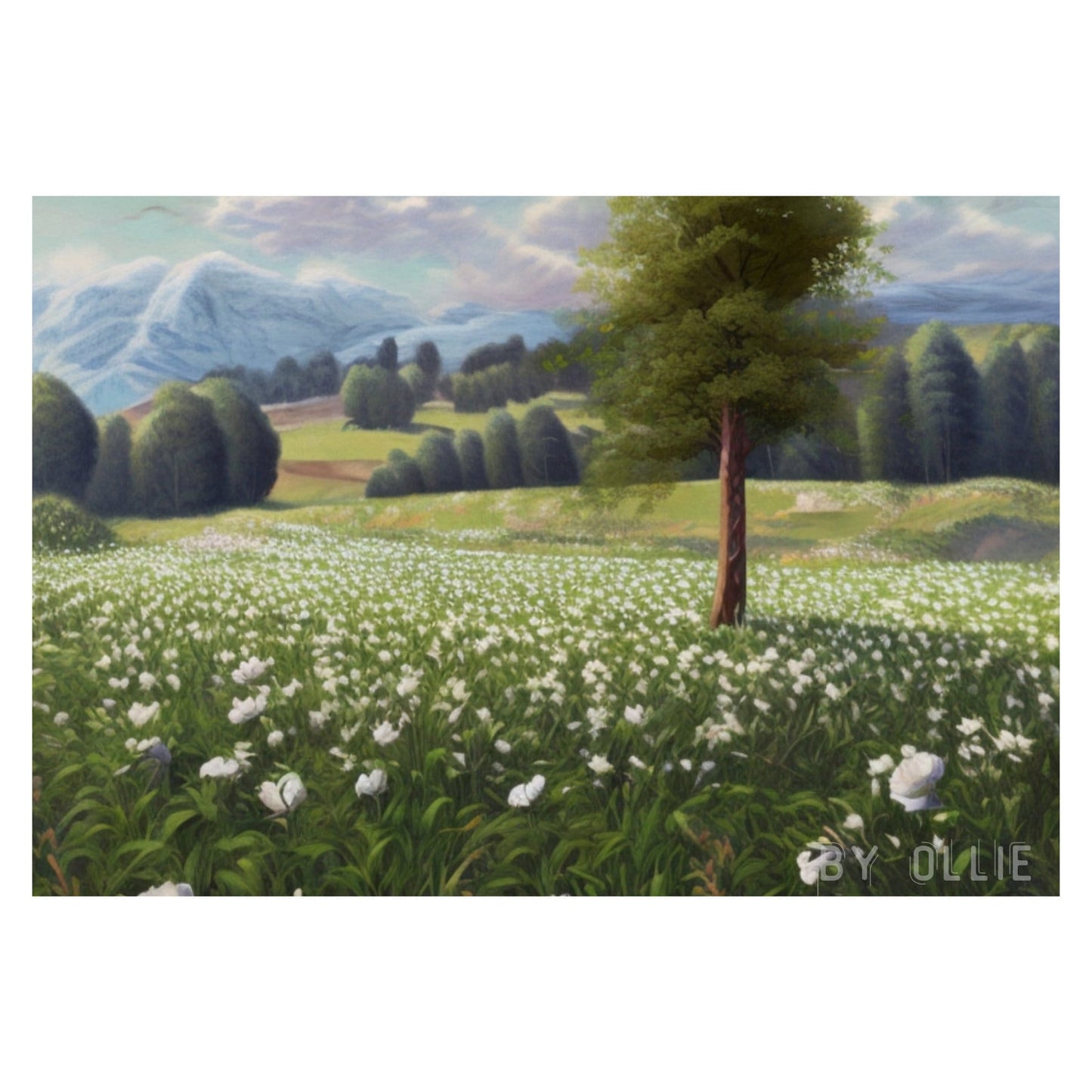 Printable Tranquil Meadow Vintage Country Landscape Painting Art Digital Download Digital Wall Art Instant Digital Painting for Home Decor