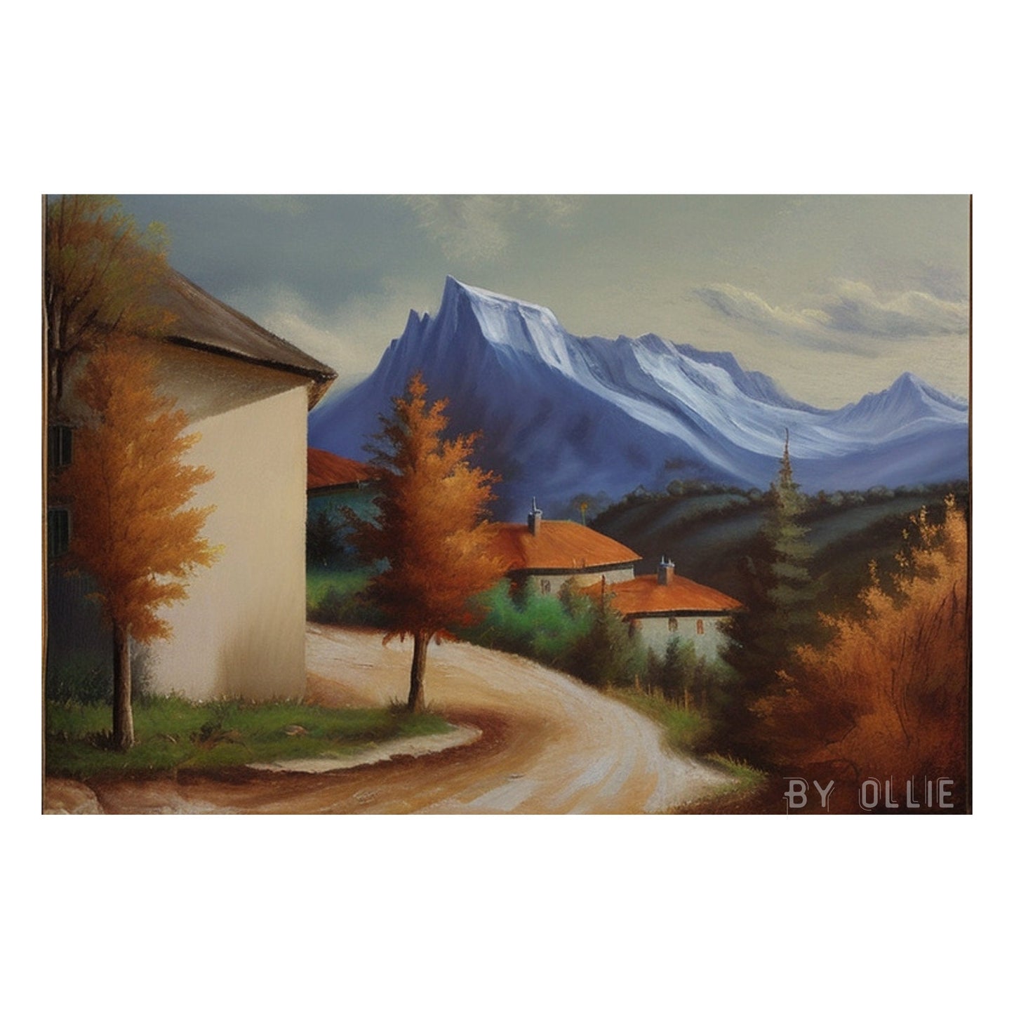 Vintage European Villa Landscape Wall Art | French County Painting| Antique Countryside Oil Painting | Printable Painting | Digital Painting