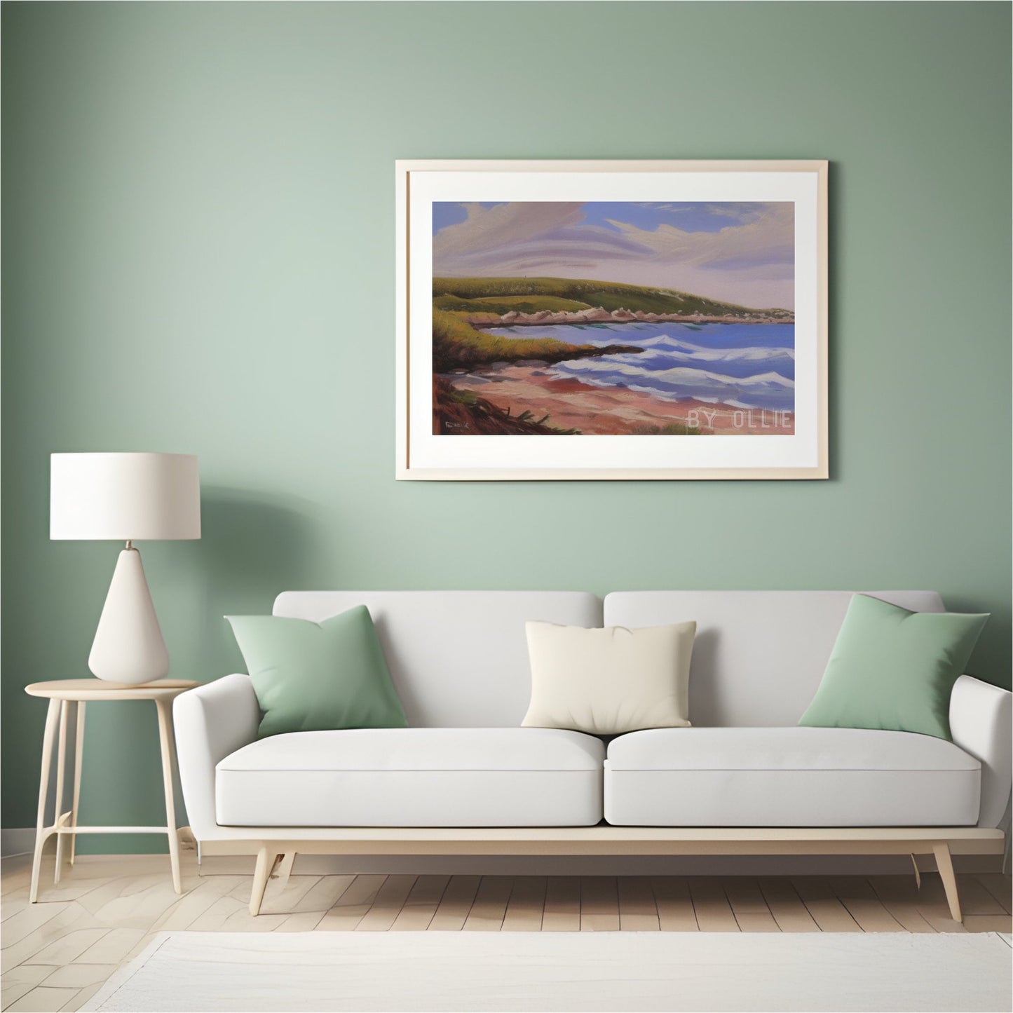 Modern Coastal Colorful Painting Art| Calm Sea Wave Oil Painting| Landscape Wall Decor| Cloud Ocean Painting| Digital Art Painting for bath