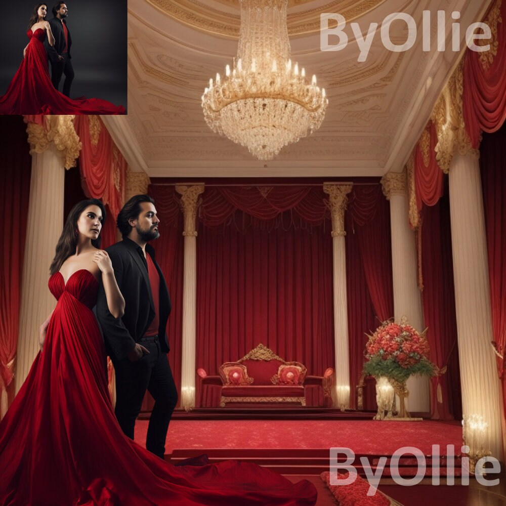 10 Valentines Luxury Red Gold Mansion Palace Digital Backdrop Studio Backdrop Overlays Fine Art Textures Photoshop Overlays Castle Backdrop