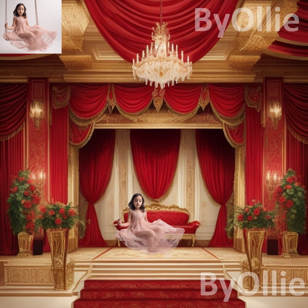 10 Valentines Luxury Red Gold Mansion Palace Digital Backdrop Studio Backdrop Overlays Fine Art Textures Photoshop Overlays Castle Backdrop