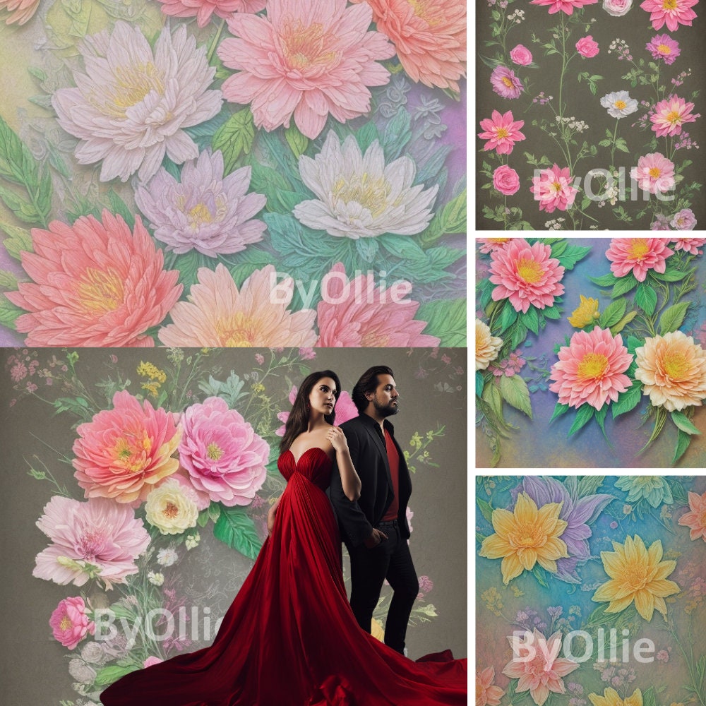 Colorful Floral Art Digital Backdrops Maternity Backdrop Overlays Photography Digital Background Overlays Photoshop Textures Overlays jpg