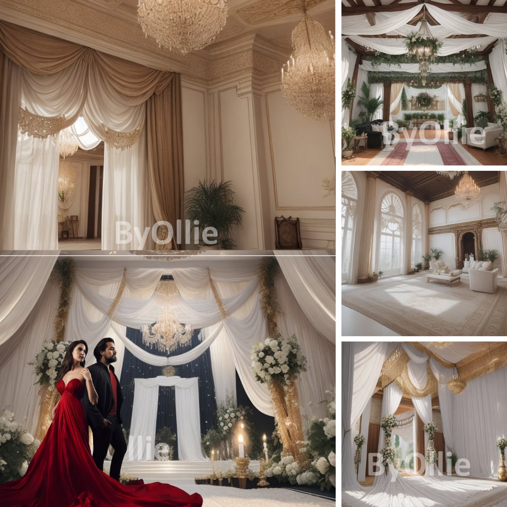 10 Luxury Floral Boho Indoor Palace Mansion Digital Backdrops Overlays Photography Studio Digital Backgrounds Photoshop Textures Backdrops