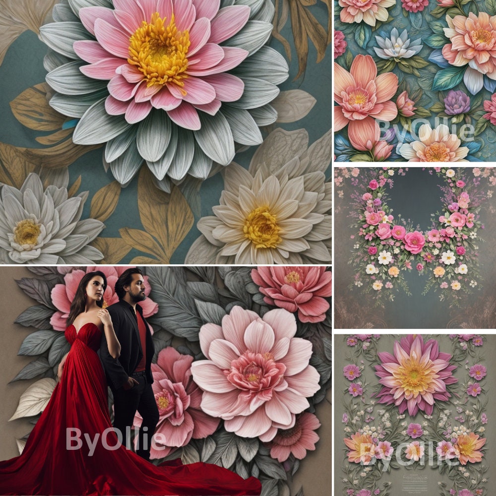 Floral Fine Art Floral Digital Backdrops Maternity Backdrop Overlays Photography Digital Background Overlays Photoshop Textures Overlays