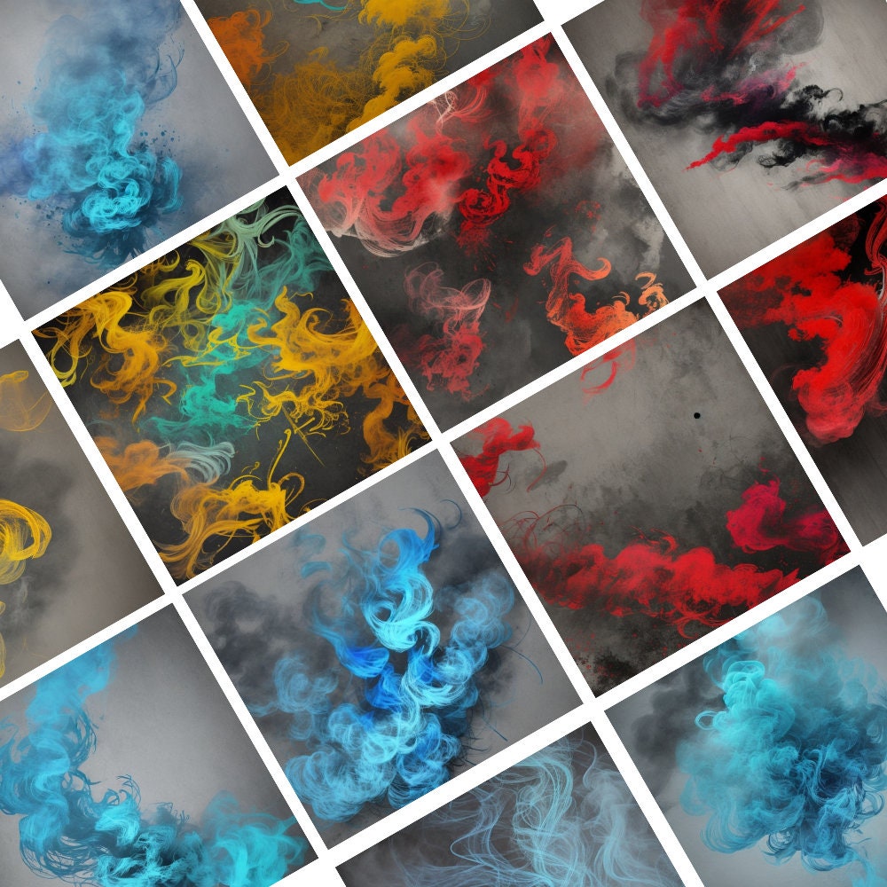 29 Fine Art Colorful Smoke Digital Backdrops, Maternity Backdrop Overlays Photography Digital Background Overlays Photoshop Texture Overlays