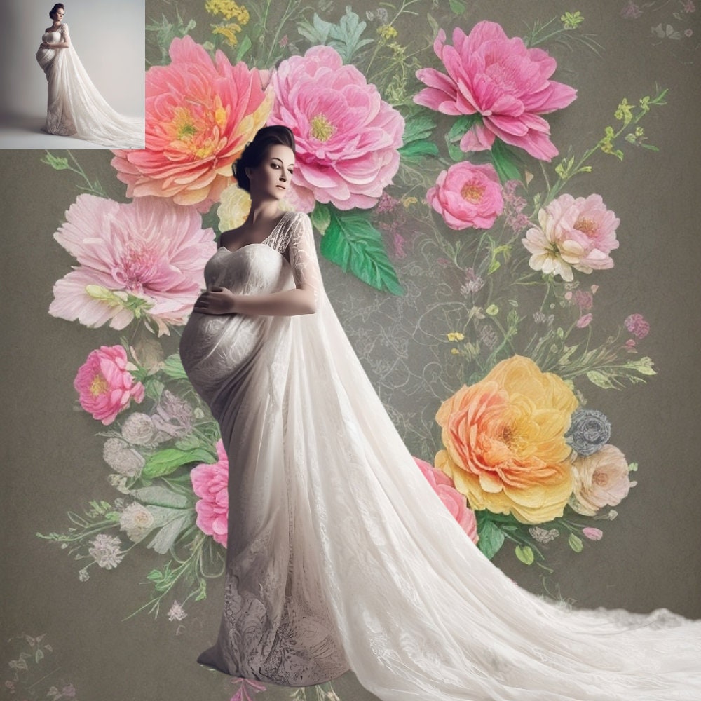 Colorful Floral Art Digital Backdrops Maternity Backdrop Overlays Photography Digital Background Overlays Photoshop Textures Overlays jpg