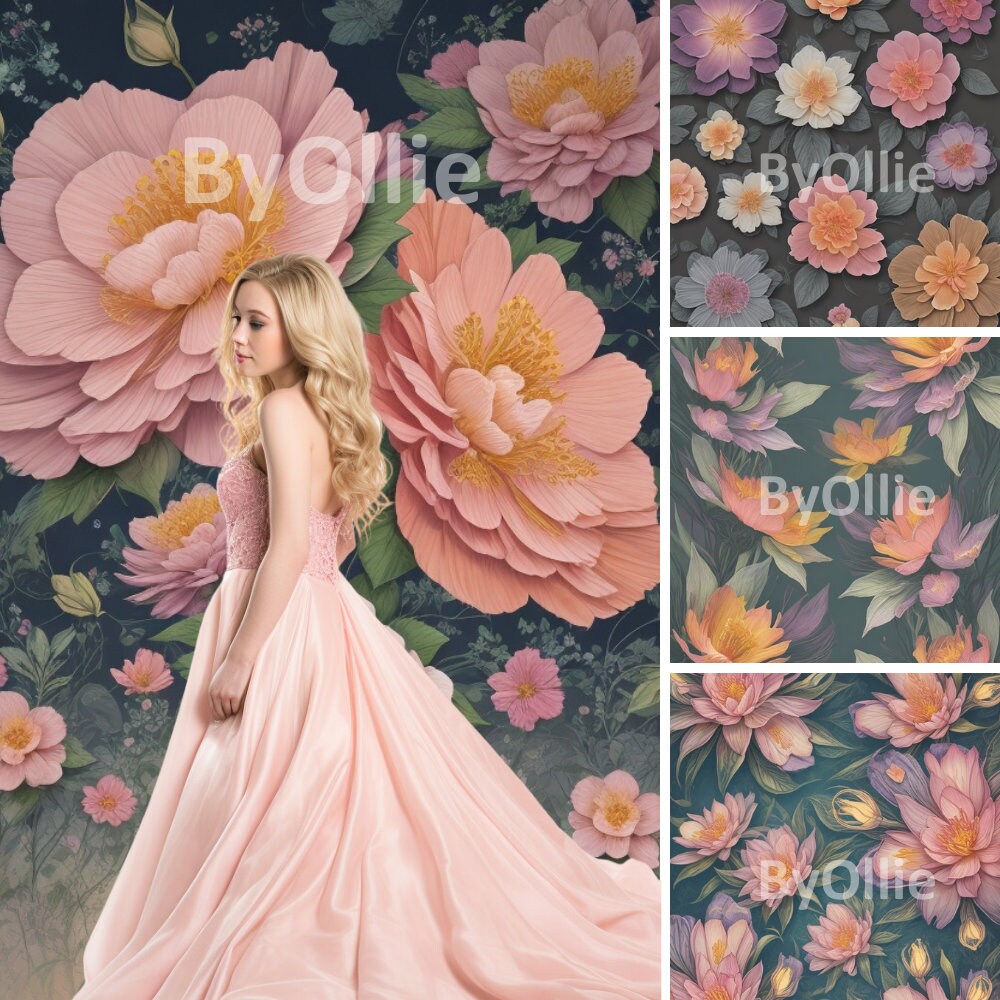 8 Fine Art Floral Digital Backdrops, Maternity Backdrop Overlays, Photography Digital Background Overlays, Photoshop Textures Overlays