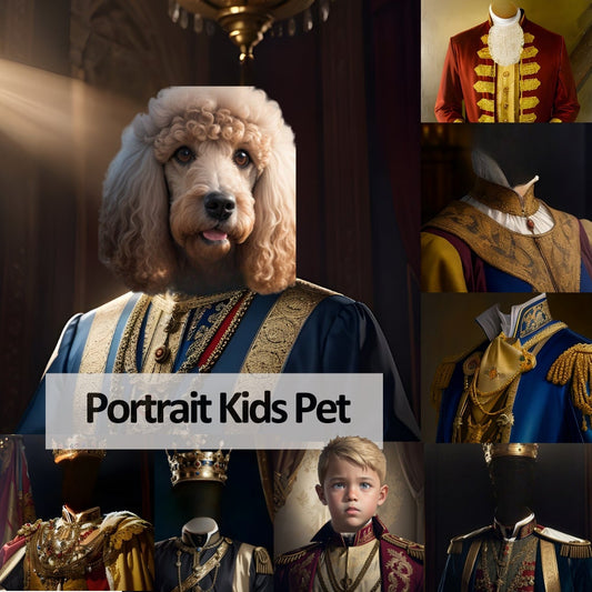 8 Bundle Pet Kids Royal Portrait Digital templates, vintage male animal portrait, backdrop overlay, digital background JPG