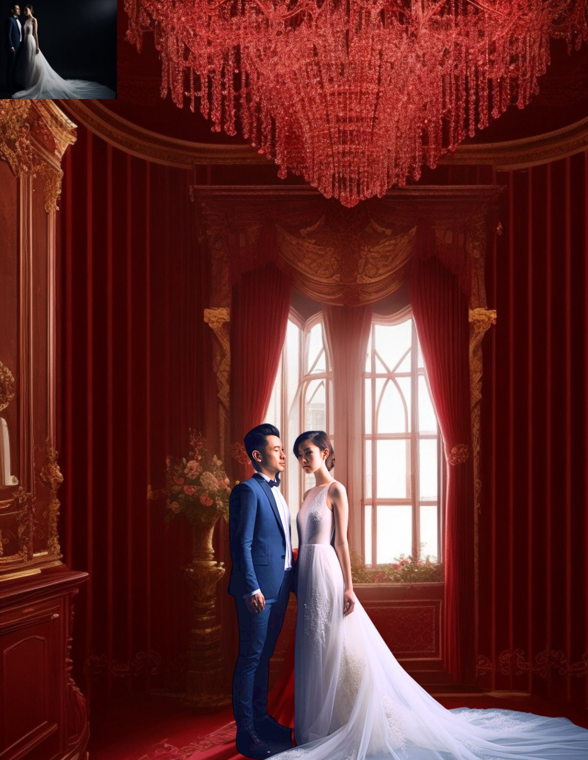 10 Red Palace Mansion Digital Backdrops Royal Elegant Photography Studio Background for Bridal Fine Art Portrait Photograph Overlays