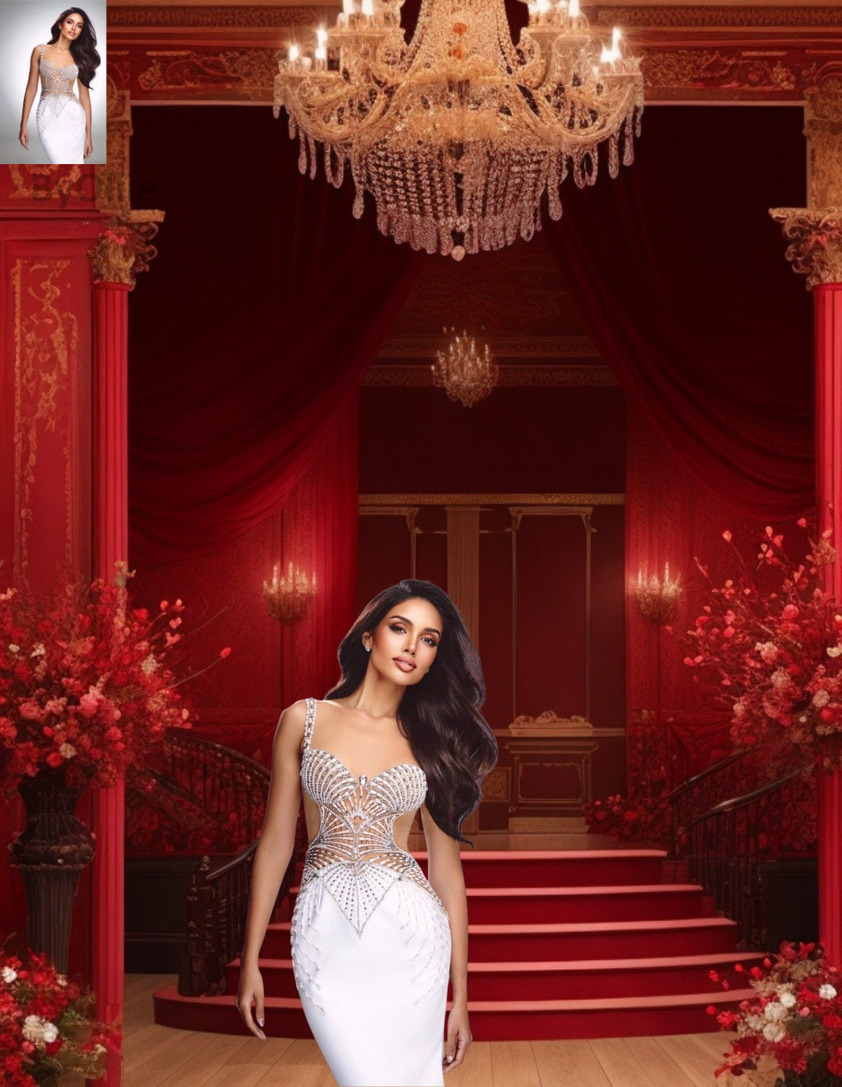 10 Red Palace Mansion Digital Backdrops Royal Elegant Photography Studio Background for Bridal Fine Art Portrait Photograph Overlays