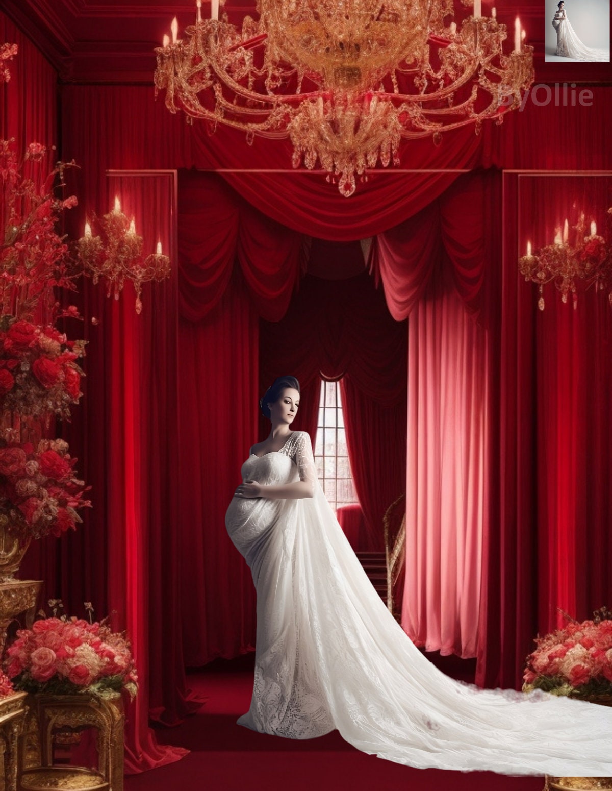 10 Red Palace Mansion Digital Backdrops Royal Elegant Photography Studio Background for Bridal Fine Art Portrait Photograph Overlays