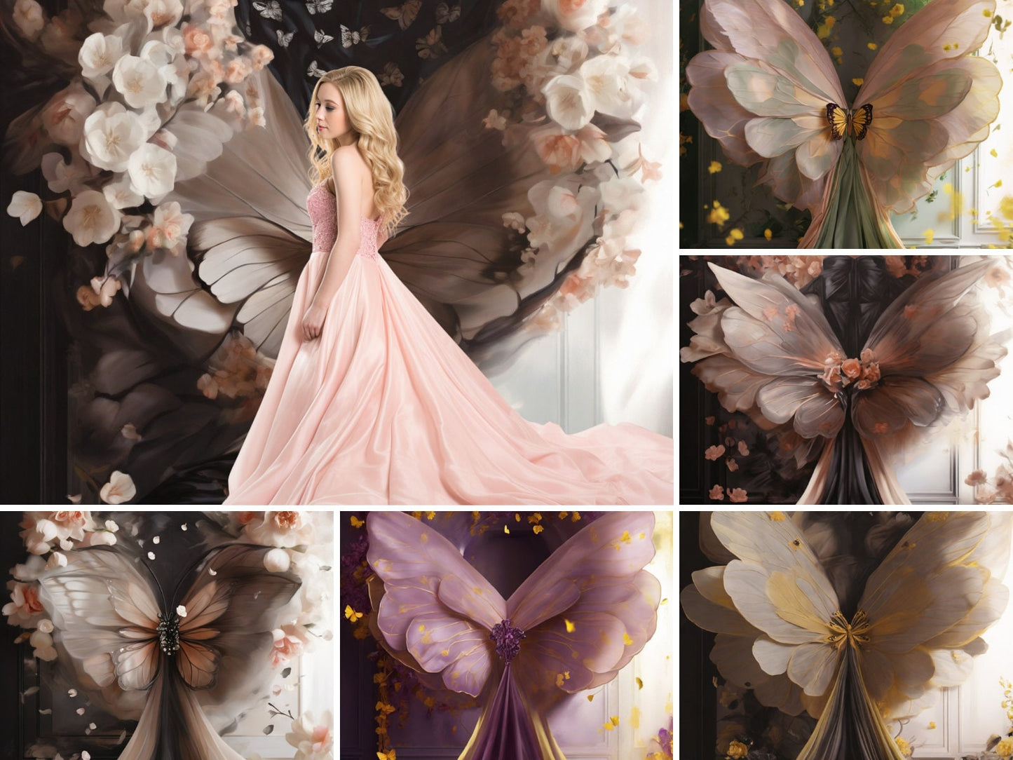 16 Digital Backdrops, Mix Butterfly Wings, Maternity Backdrop Overlay, Studio Backdrop, Photoshop Fine Art Texture