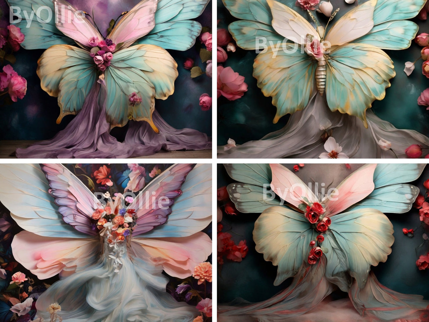 16 Digital Backdrops, Mix Butterfly Wings, Maternity Backdrop Overlay, Studio Backdrop, Photoshop Fine Art Texture